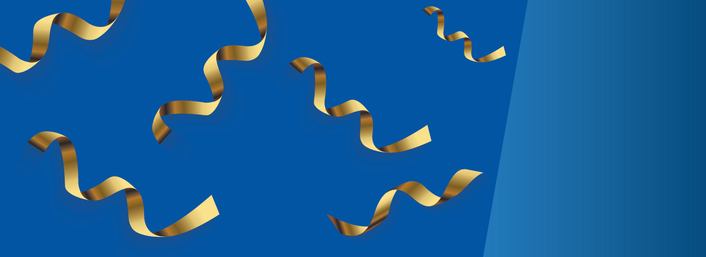 Gold Confetti on blue background