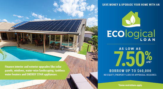 ECOlogical loan as low as 7.50% APR.  Borrow up to $60,000. No equity, property lean or appraisal required. 