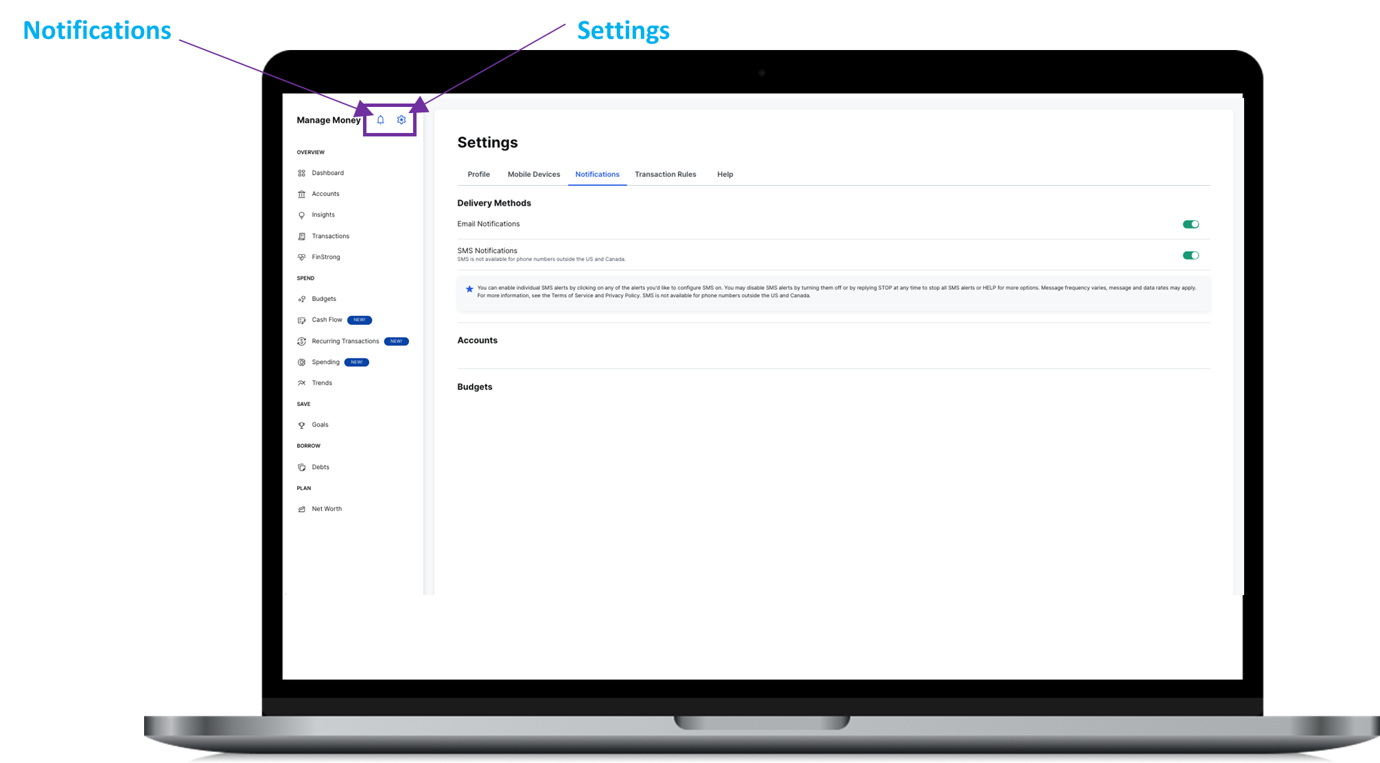 Money Management Setting Screen