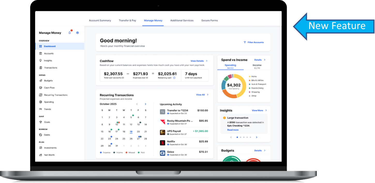 Money Management Home Screen