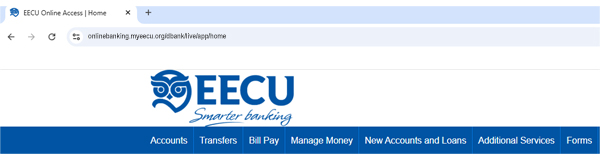 Online banking banner displaying new URL listing